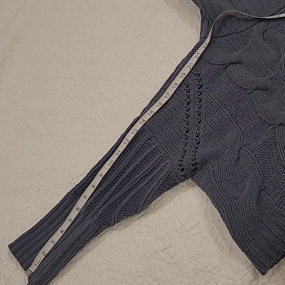 Chenille Y2k Soft Grey Cropped Baggy Enlarged Cable Sweater Sz XS Moon & Madison - Picture 5 of 10